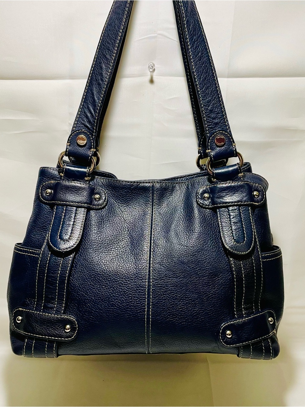 Tignanello Perfect 10 Studded Shopper Shoulder Tote Bag, EUC